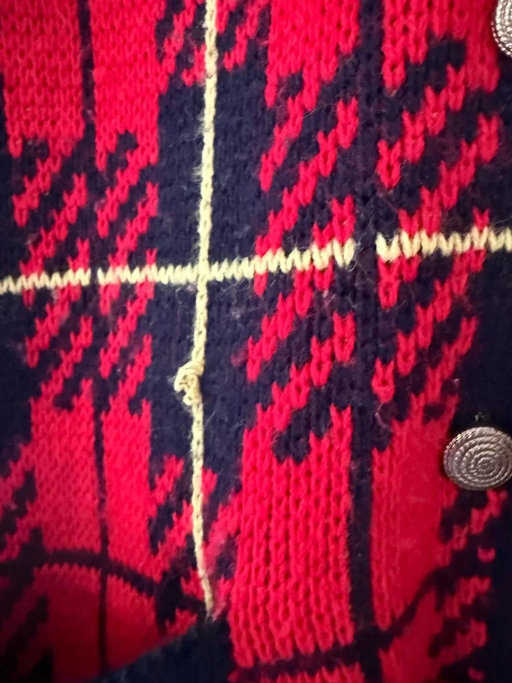 Vintage Tally Ho Red Plaid Knit Jacket with Black Trim 1980s Womens Medium - Picture 11 of 14